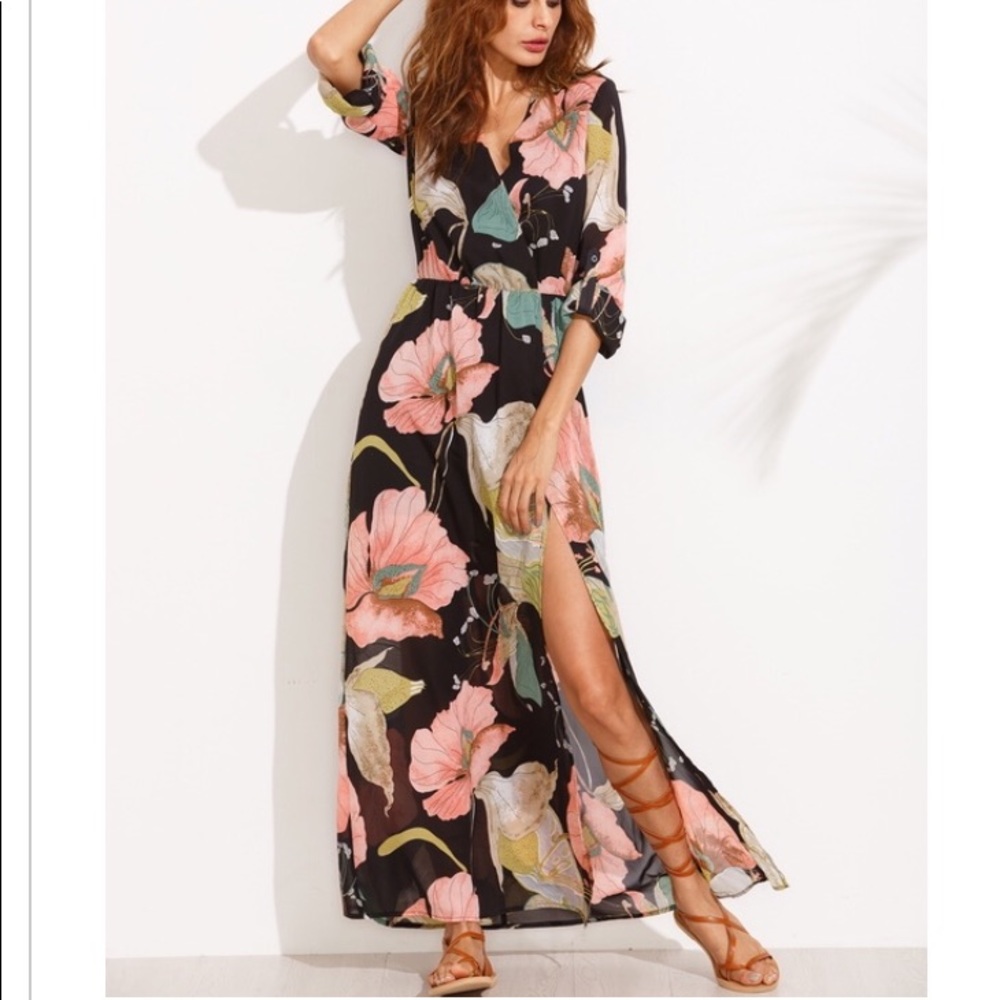 Black floral maxi dress